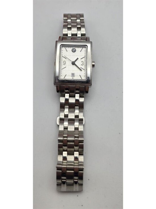 BMW Logo Rectangular Stainless Steel Bracelet Watch 5.5 In Wrist Silver Quartz main image 10